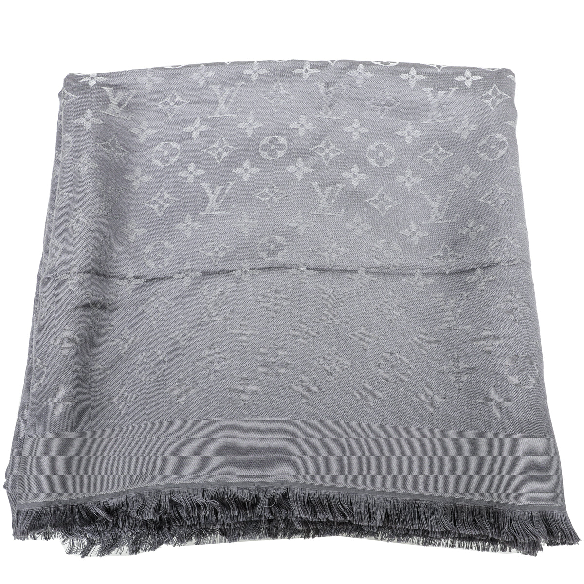 Louis Vuitton Charcoal Grey Monogram Shine Shawl-Louis Vuitton-THE CLOSET