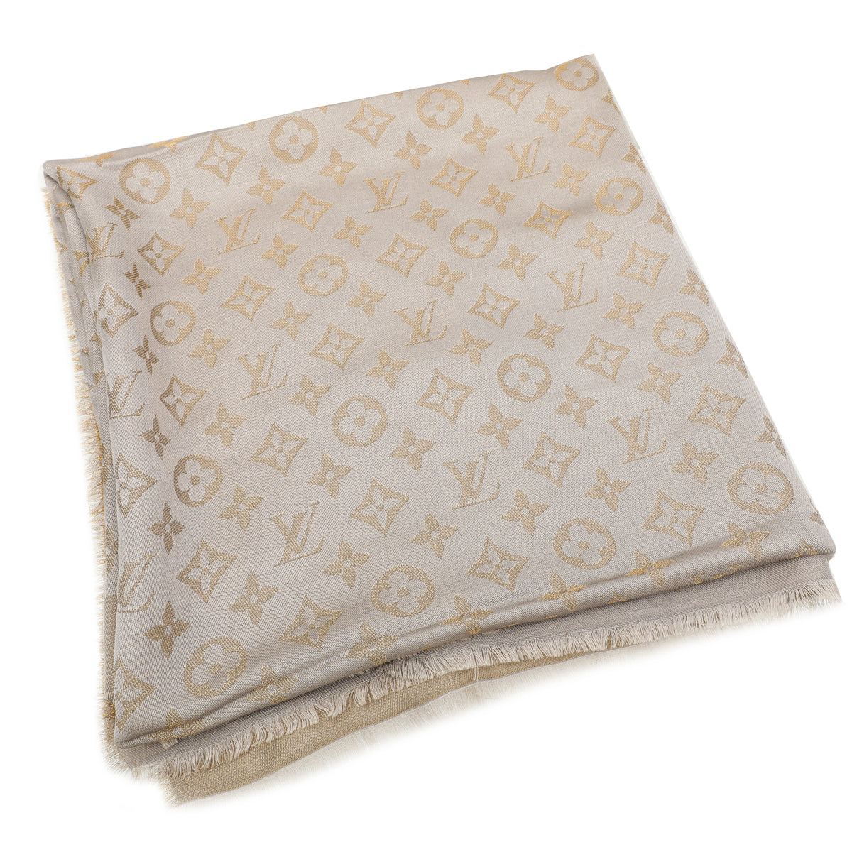 Louis Vuitton Greige Monogram Shine Shawl-Louis Vuitton-THE CLOSET