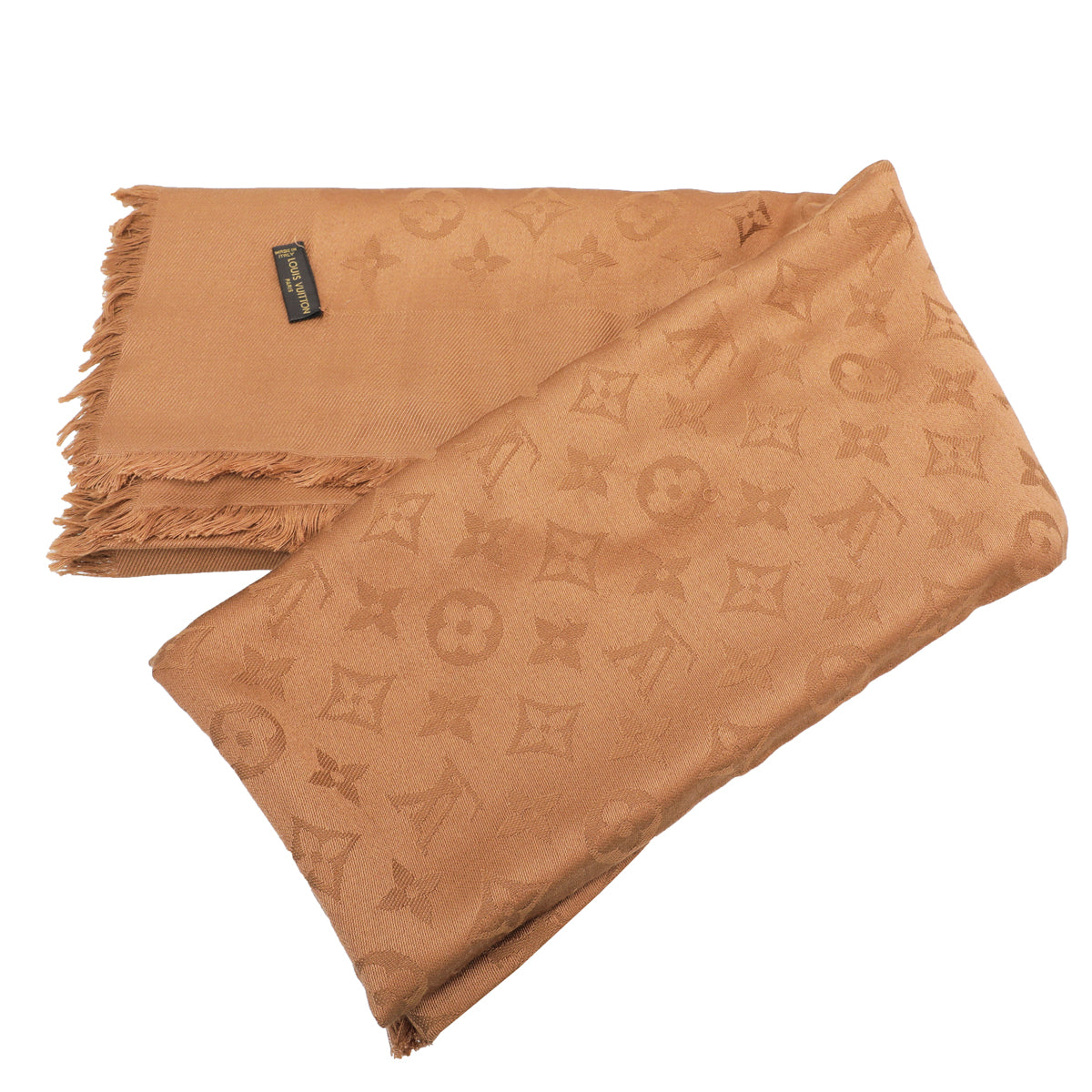 Louis Vuittom Brown Monogram Silk Wool Shawl-Louis Vuitton-THE CLOSET