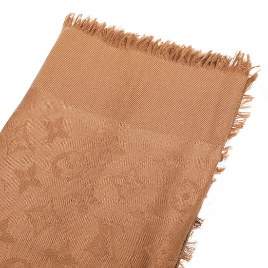 Louis Vuittom Brown Monogram Silk Wool Shawl