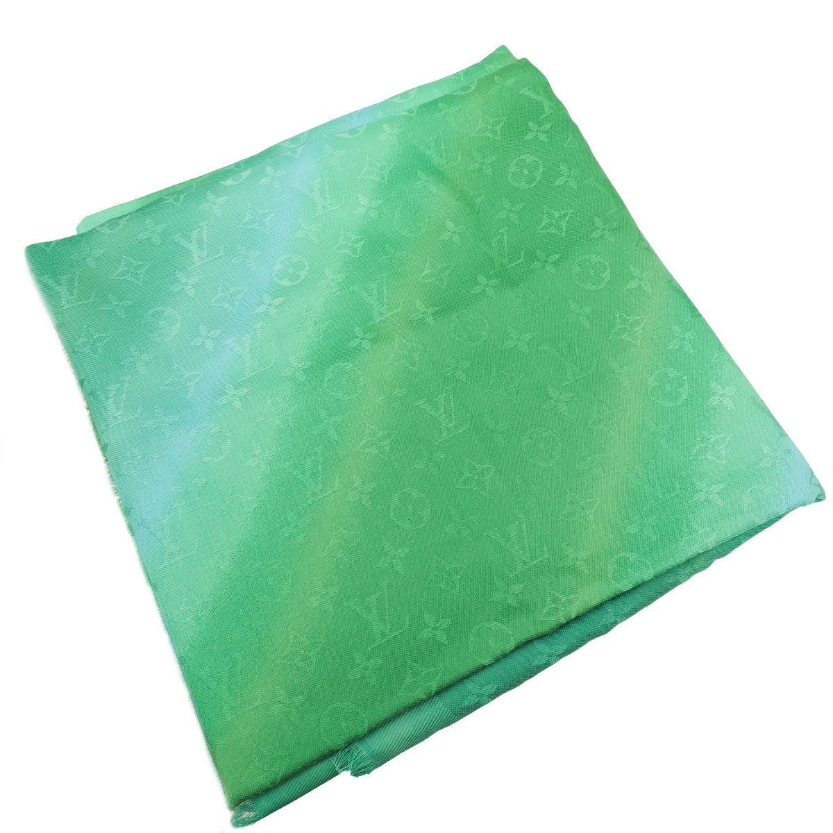 Louis Vuitton Gram Vert Monogram Silk Wool Shawl-Louis Vuitton-THE CLOSET