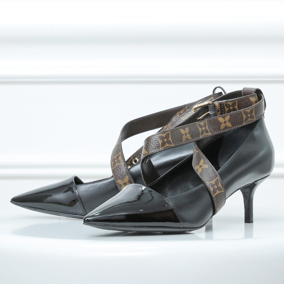 Louis Vuitton Bicolor Monogram Strap Pumps 37.5-Louis Vuitton-THE CLOSET