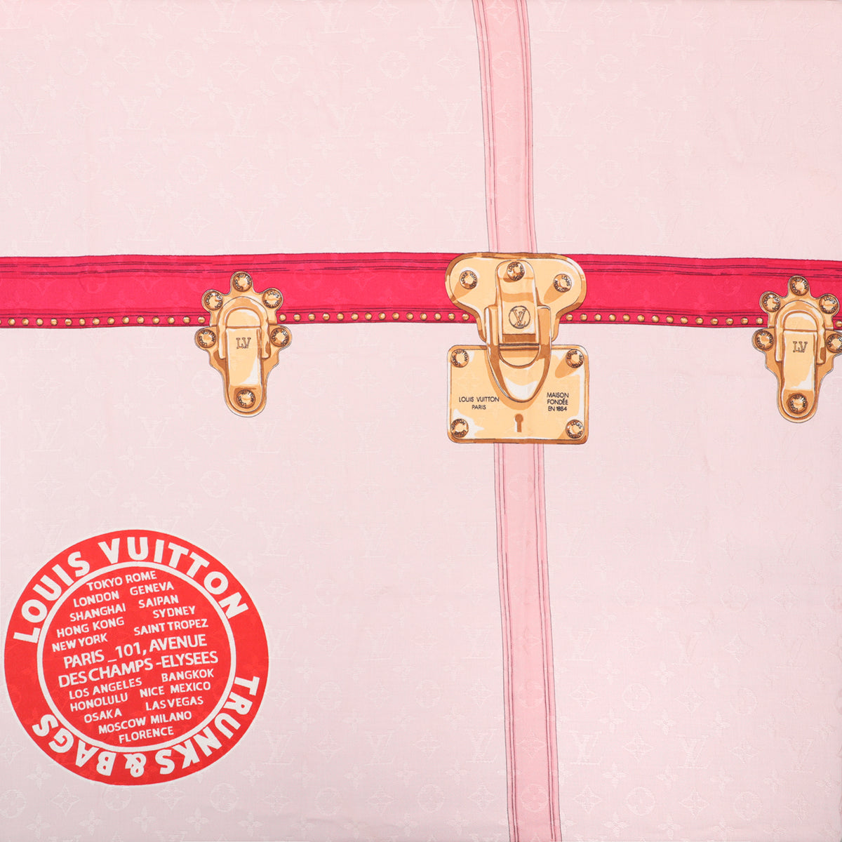 Louis Vuitton Monogram Pink Summer Trunks Shawl-Louis Vuitton-THE CLOSET