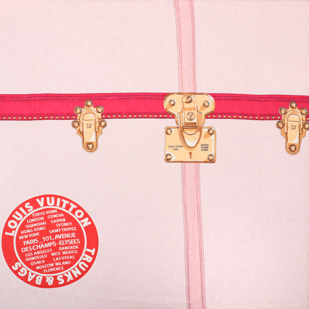 Louis Vuitton Monogram Pink Summer Trunks Shawl