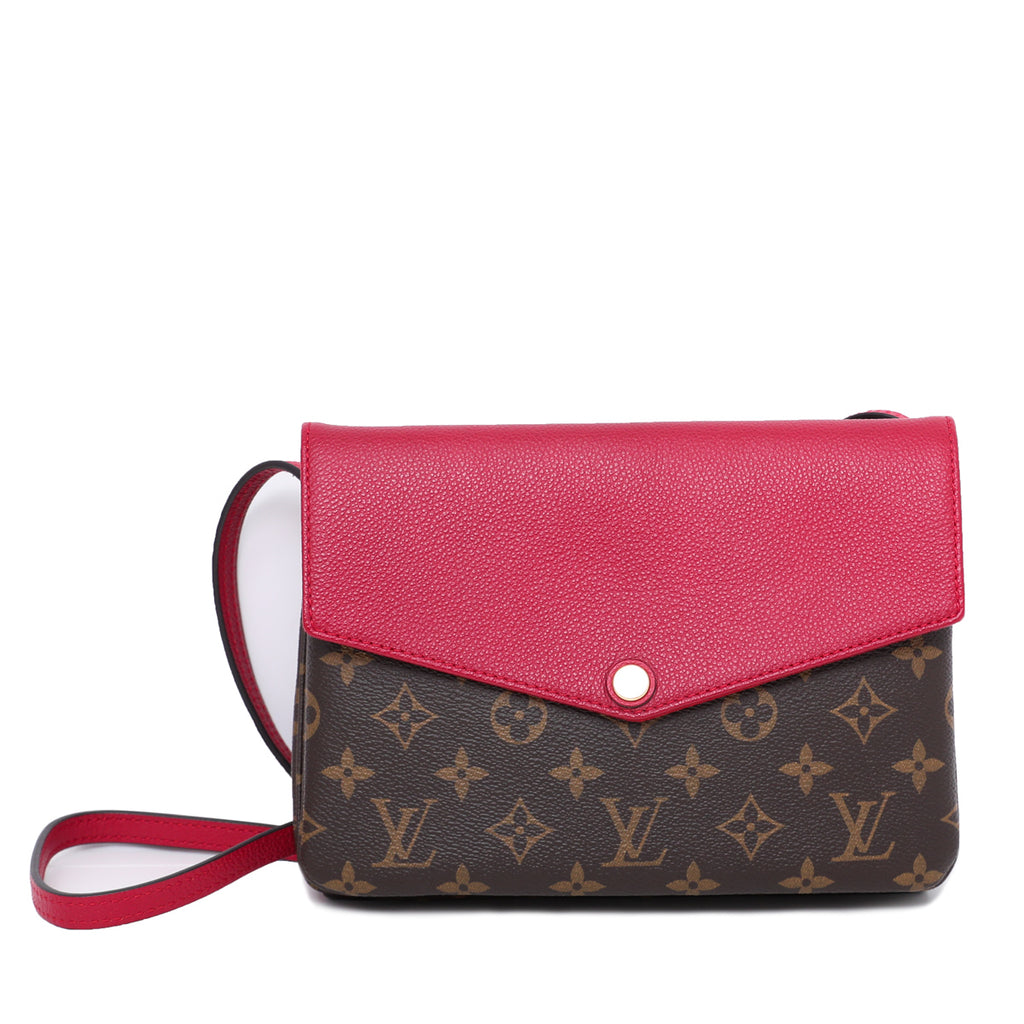 LOUIS VUITTON Twice Canvas Twinset Monogram Pochette Cerise