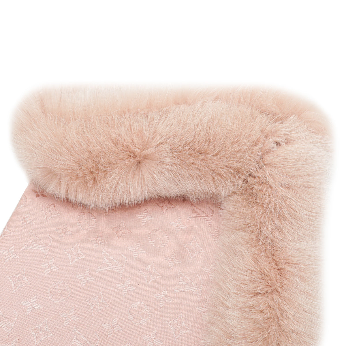 Louis Vuitton Nude Monogram V Fur Silk and Wool Shawl