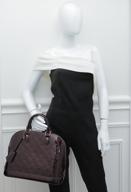 Louis Vuitton Black/Burgundy Monogram Vernis Alma BB Bag Louis