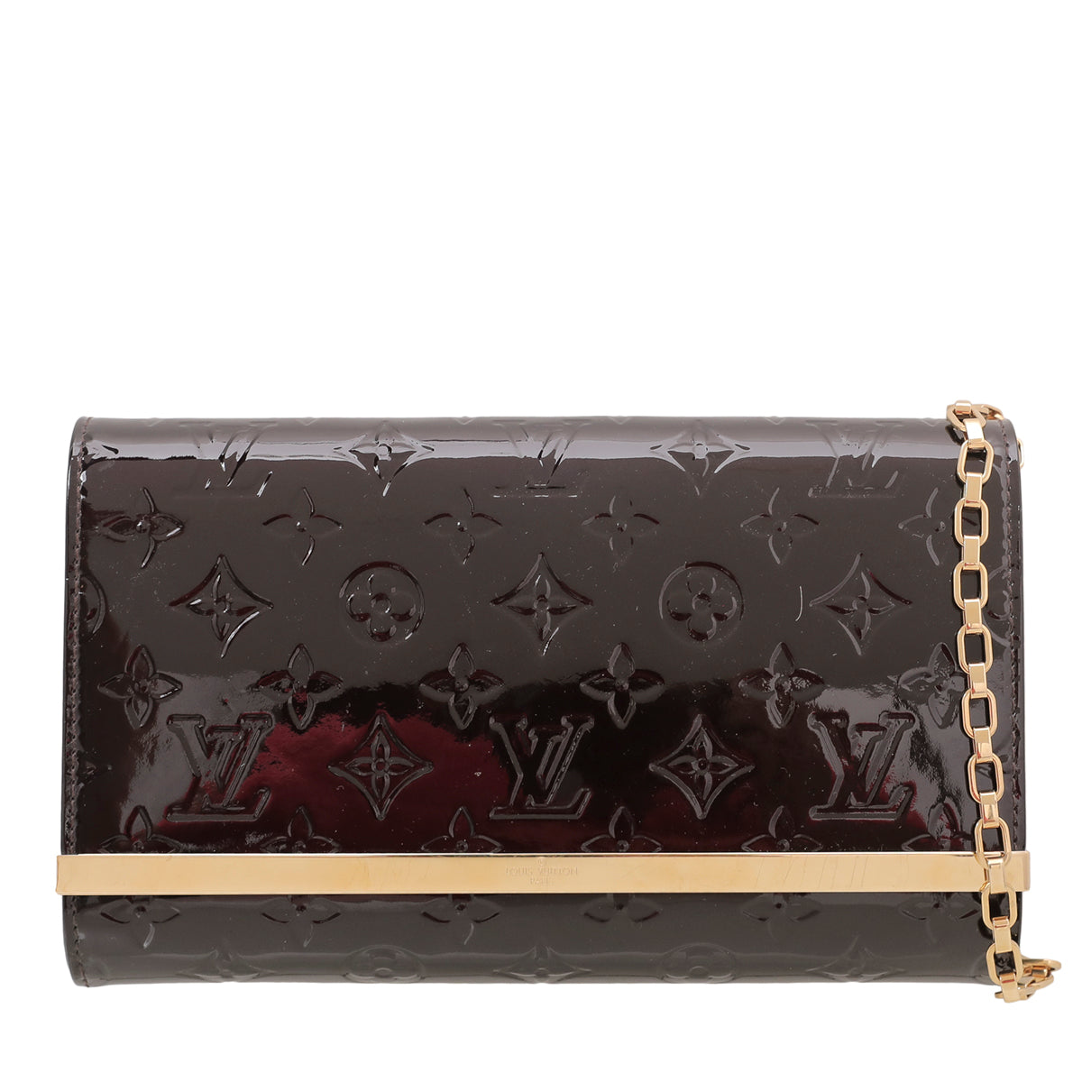Louis Vuitton Amarante Monogram Vernis Ana Chain Clutch-Louis Vuitton-THE CLOSET