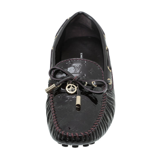 Louis Vuitton Black Monogram Embossed Leather Gloria Flat Loafers