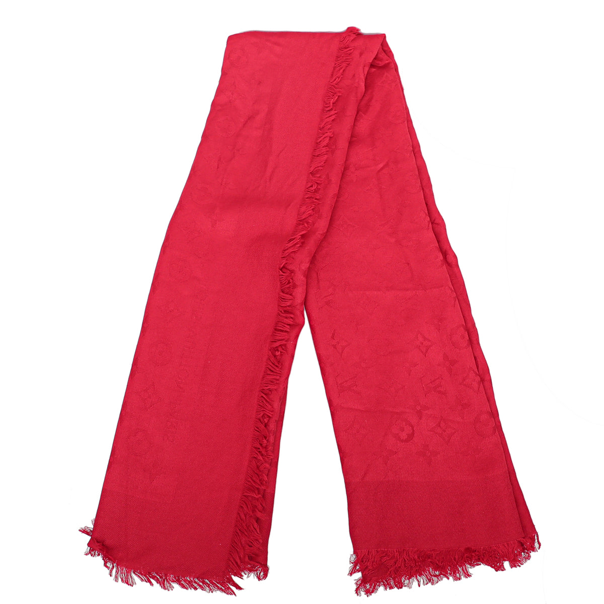 Louis Vuitton Red Monogram Wool and Silk Shawl-Louis Vuitton-THE CLOSET