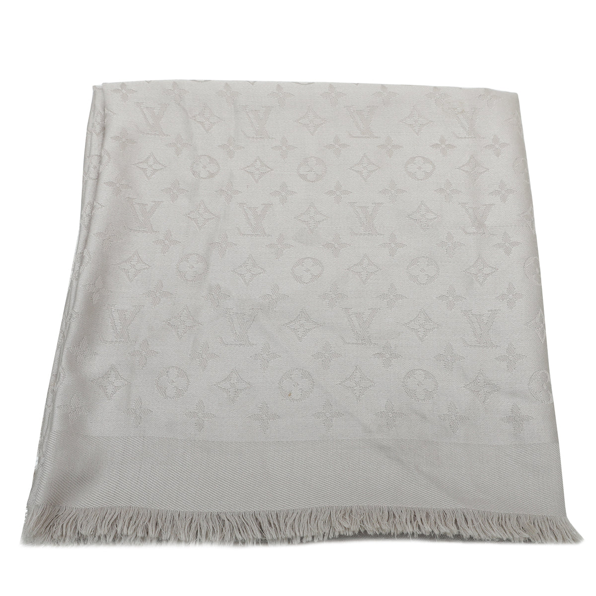 Louis Vuitton Greige Monogram Wool Silk Shawl