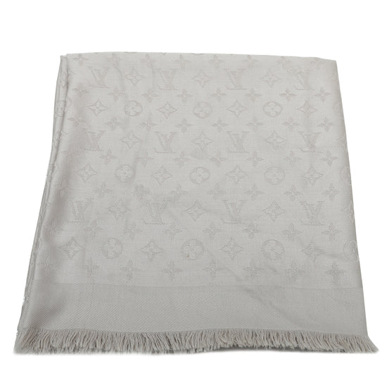 Louis Vuitton Monogram Shawl Greige Silk