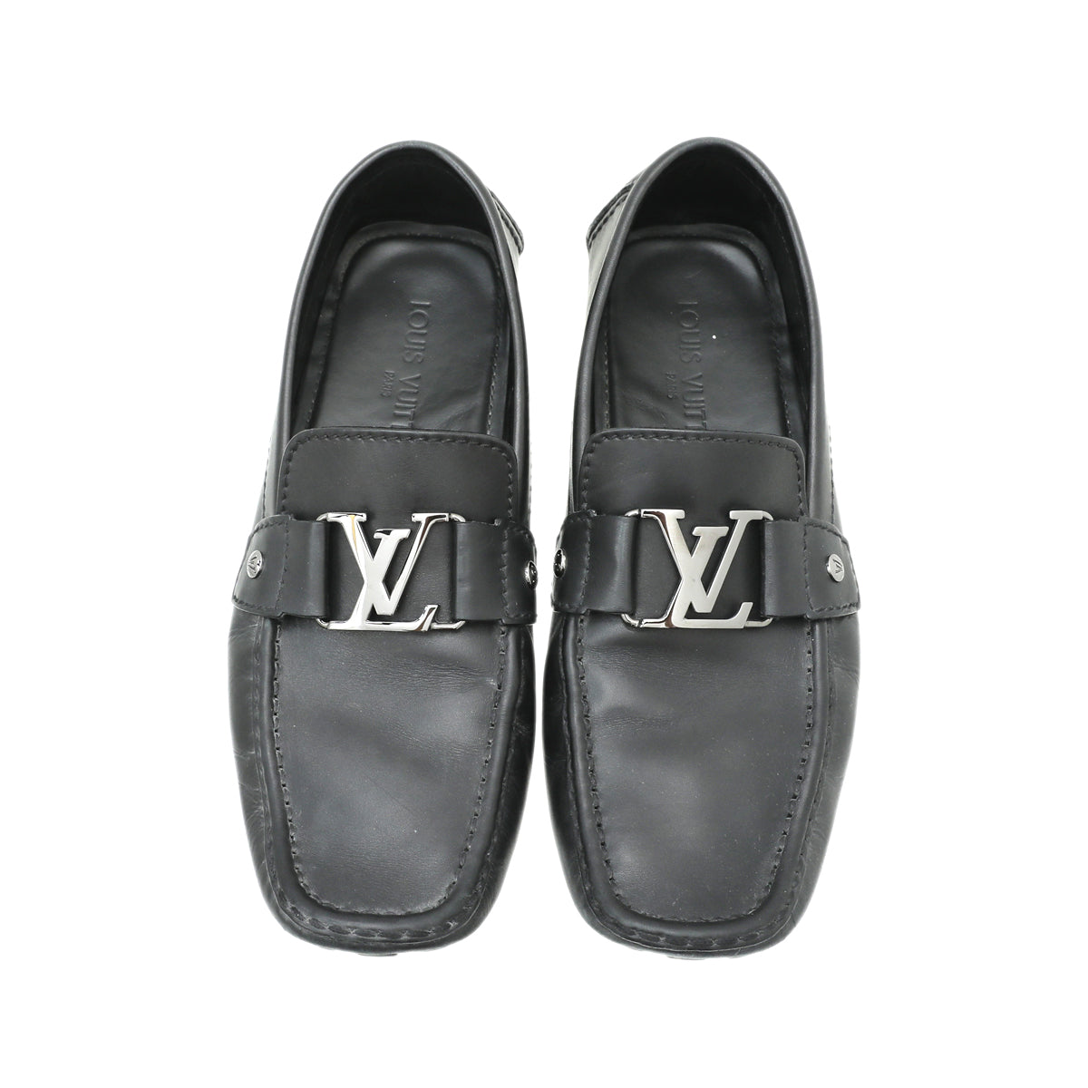 Monte carlo leather flats Louis Vuitton Black size 42.5 EU in Leather -  32562858