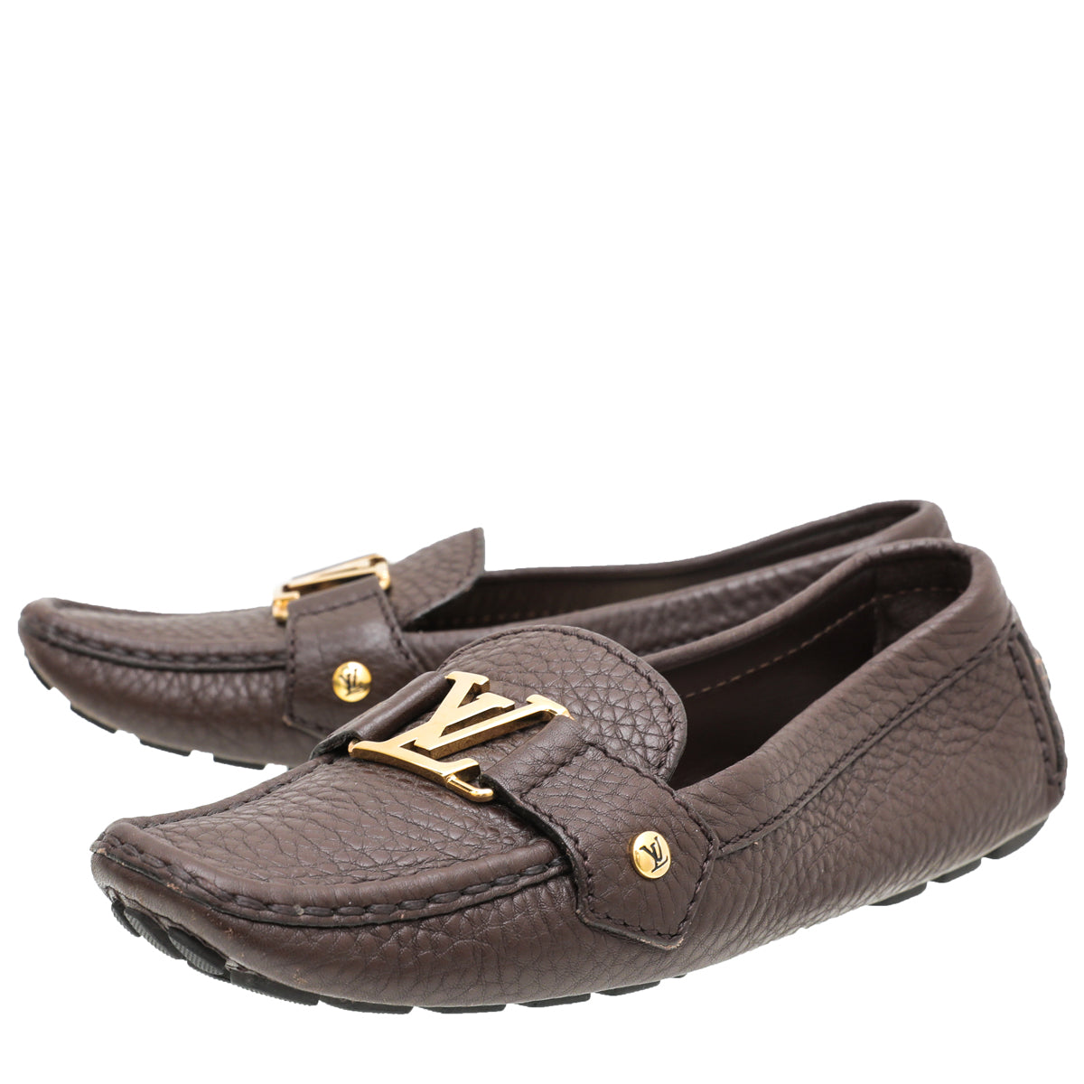 Louis Vuitton Brown Monte Carlo Moccasins 35-Louis Vuitton-THE CLOSET