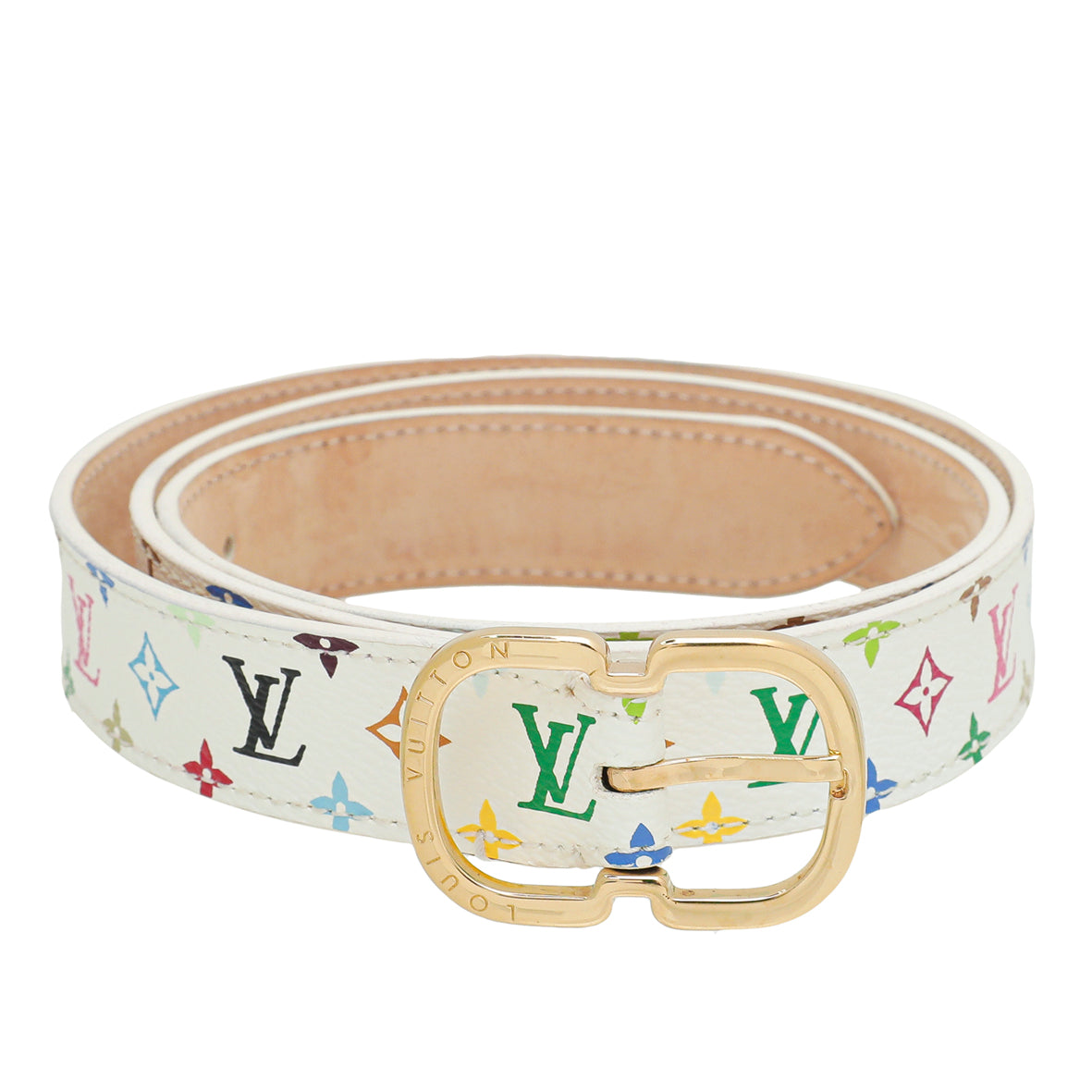 Louis Vuitton White Multicolor Monogram Belt 32