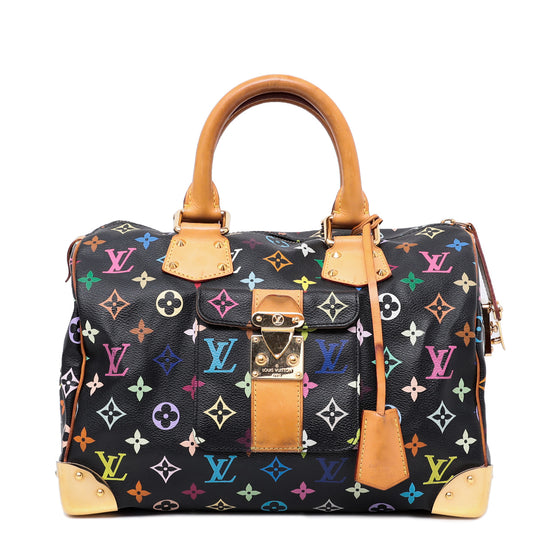 Louis Vuitton Black Monogram Multicolore Speedy 30 Bag w/ Shoulder Strap -  Yoogi's Closet