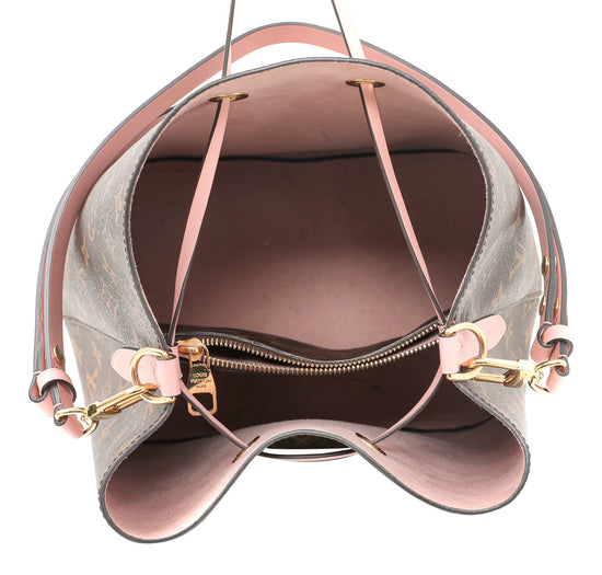 Louis Vuitton Monogram Canvas & Rose Poudre Pink Neonoe Bucket Bag