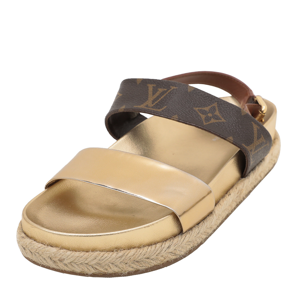 Louis Vuitton Metallic Gold Odyssey Sandal 35-Louis Vuitton-THE CLOSET