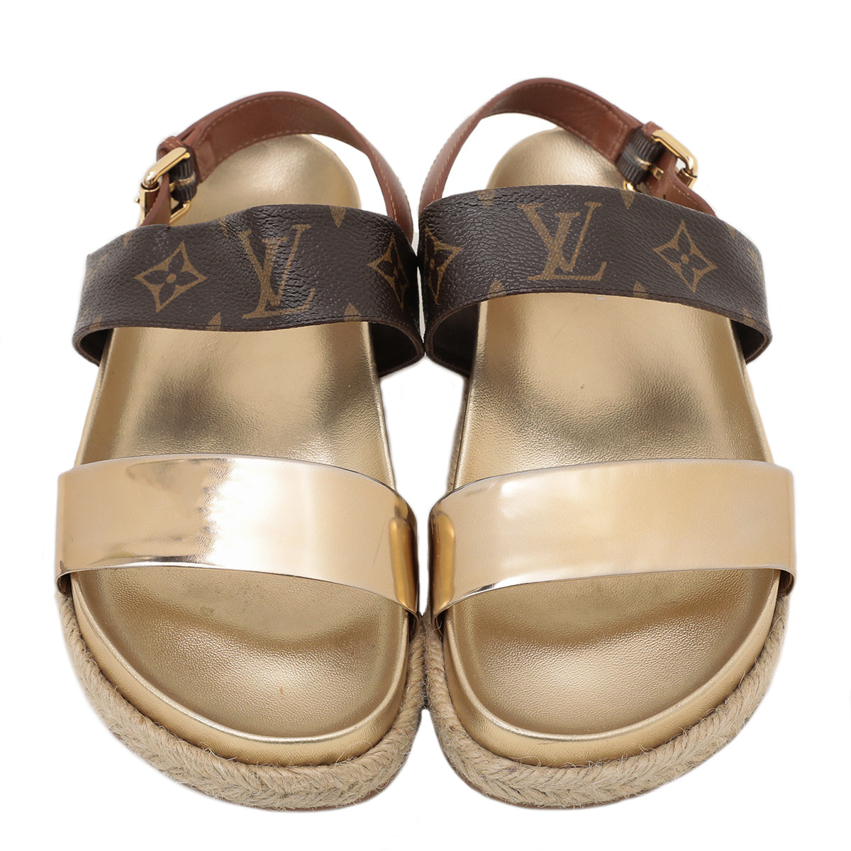 Louis Vuitton Metallic Gold Odyssey Sandal 35-Louis Vuitton-THE CLOSET