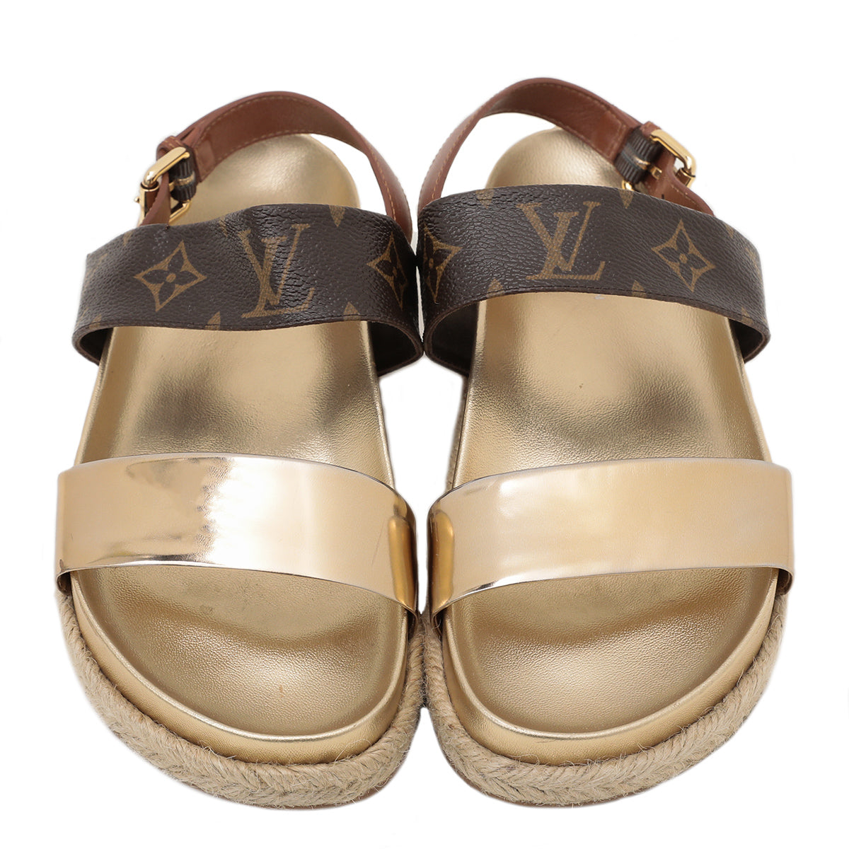 LOUIS VUITTON Sandals T.EU 39 Leather Brown ref.934122 - Joli Closet