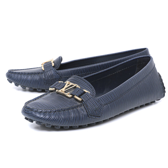 Louis Vuitton Blue Oxford Flat Loafers 39.5