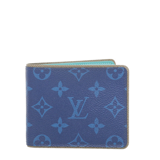 Louis Vuitton Blue And Green Monogram Taurillon Slender Wallet - SAVIC