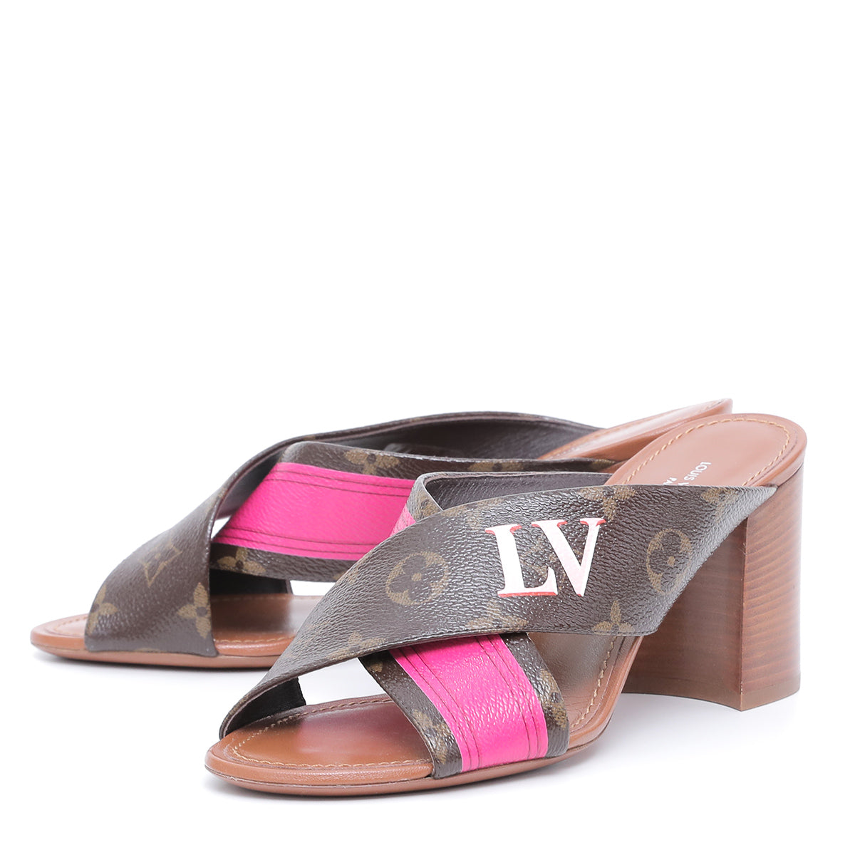 Louis Vuitton Bicolor Panorama Slide Mule Sandals 37.5-Louis Vuitton-THE CLOSET
