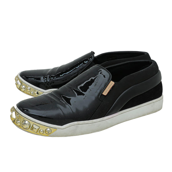 Louis Vuitton Black Studded Tempo Slip On Sneakers 37.5 – The Closet