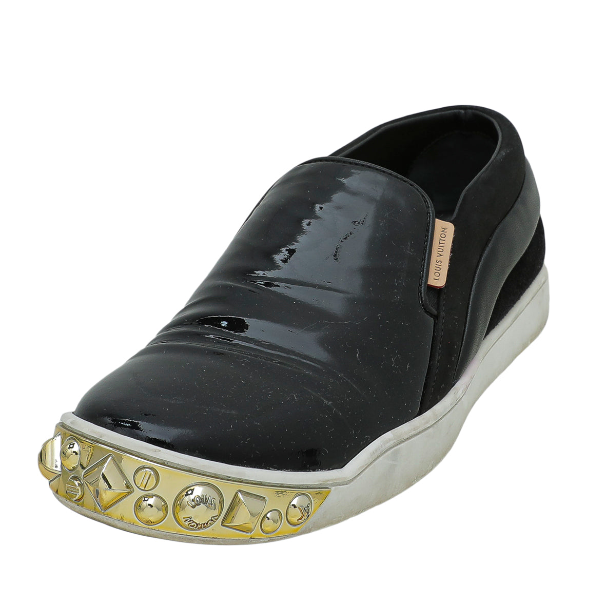 Louis Vuitton Black Studded Tempo Slip On Sneakers 37.5