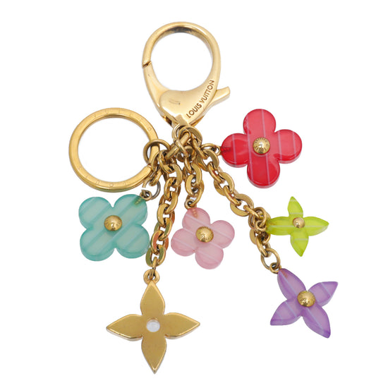 Gold & Multicolor Blooming Flowers Bag Charm