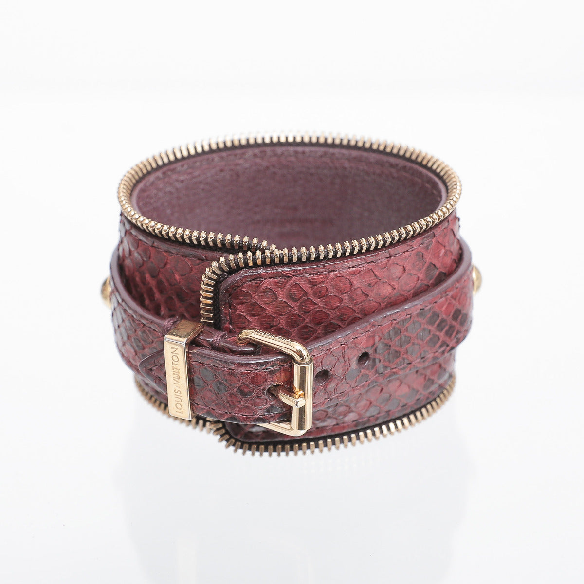 Louis Vuitton Burgundy Python Zippy Cuff Bracelet-Louis Vuitton-THE CLOSET