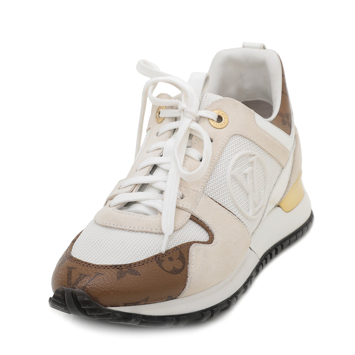 LOUIS VUITTON Monogram Match Up Sneakers 7.5 White 395380