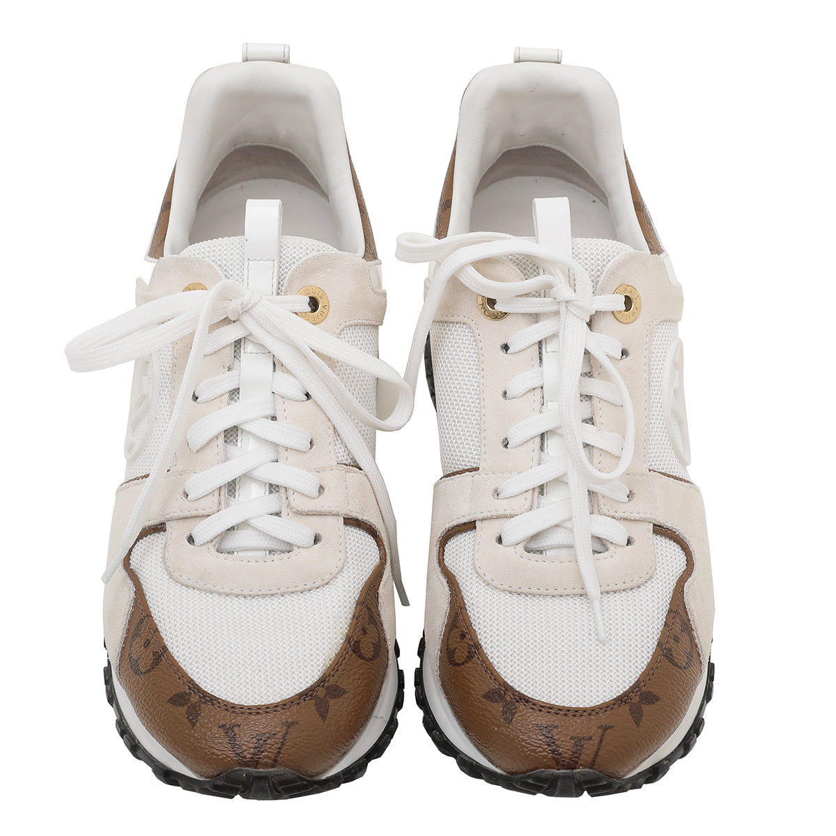 Louis Vuitton White Monogram Reverse Run Away Sneakers 38-Louis Vuitton-THE CLOSET