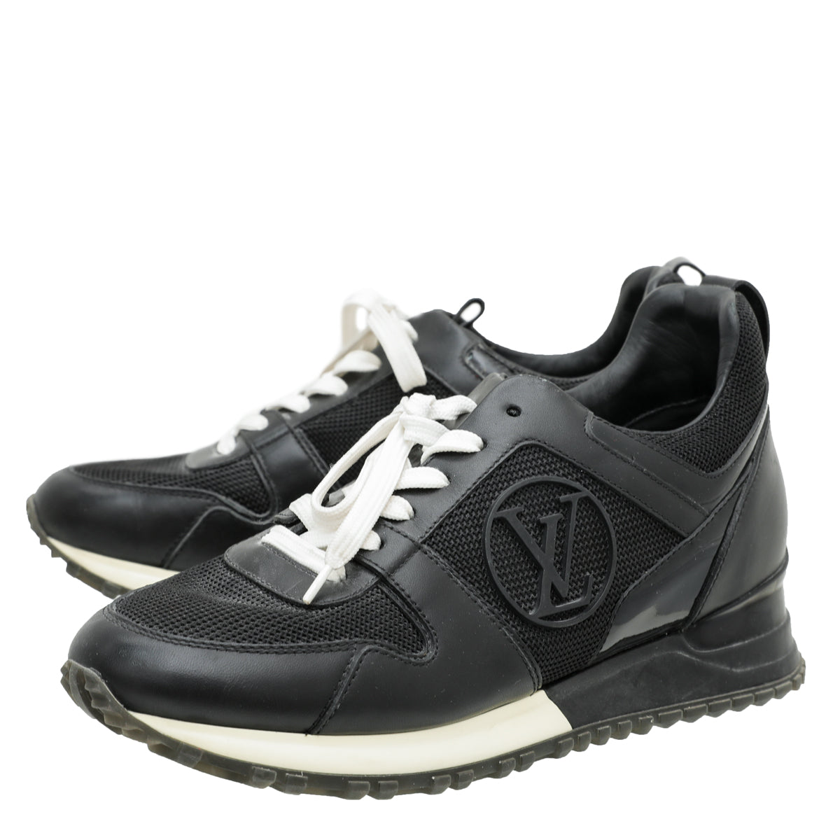 Louis Vuitton Black Neoprene and Leather Run Away Sneakers Size 35