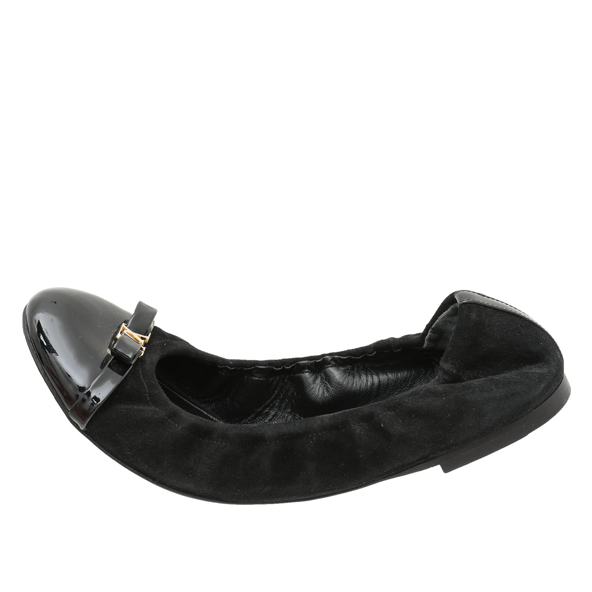 Louis Vuitton Black Suede Elba Scrunch Ballet Flats 38.5-Louis Vuitton-THE CLOSET
