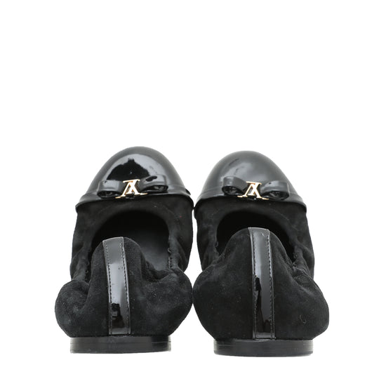 Louis Vuitton Black Suede Elba Scrunch Ballet Flats 38.5 – The Closet