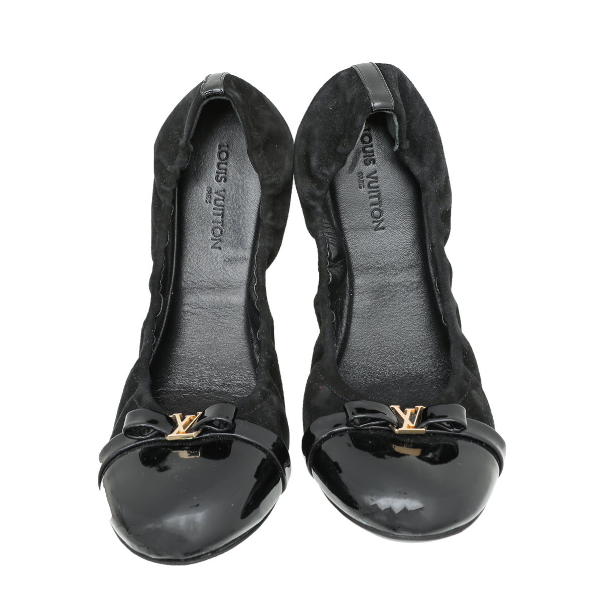 Louis Vuitton Black Suede Elba Scrunch Ballet Flats 38.5-Louis Vuitton-THE CLOSET