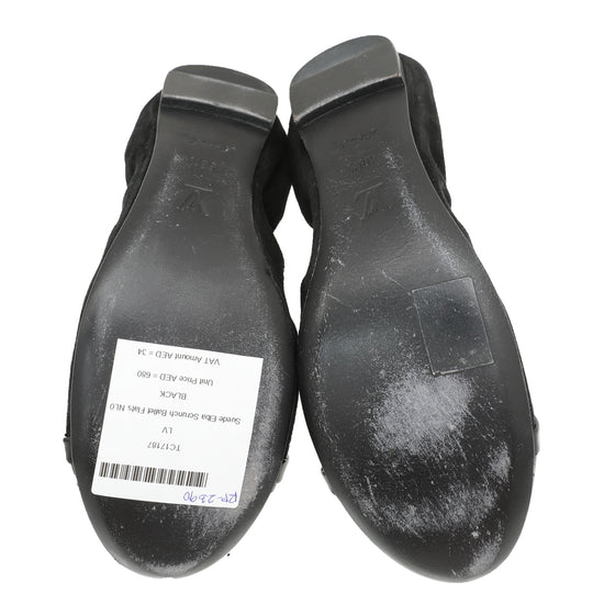 Louis Vuitton Black Suede Elba Scrunch Ballet Flats 38.5