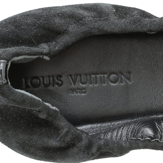 Louis Vuitton Black Suede Elba Scrunch Ballet Flats 38.5