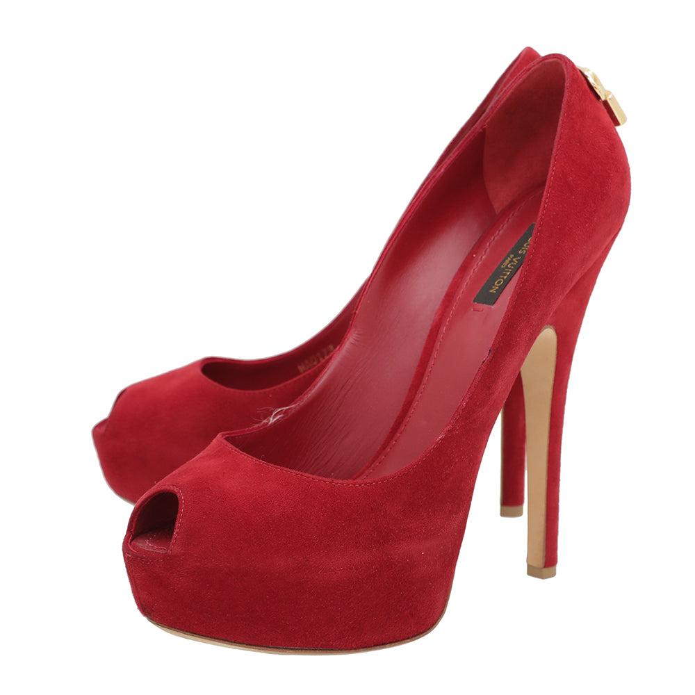 Louis Vuitton Red Suede Oh Really Pumps 39.5 – The Closet
