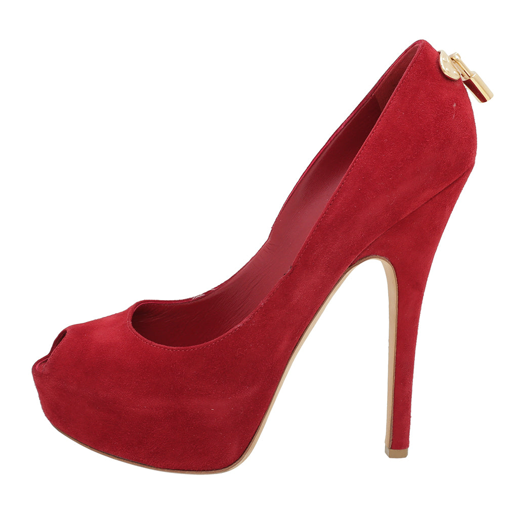 Louis Vuitton Red Suede Oh Really Pumps 39.5 – The Closet
