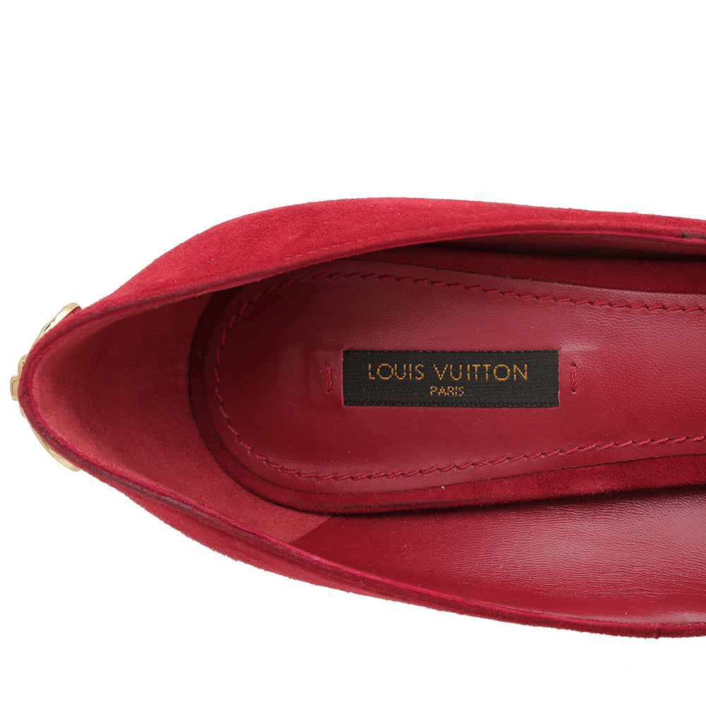 Louis Vuitton Red Suede Oh Really! Peep-Toe Pumps Size 38 Louis Vuitton