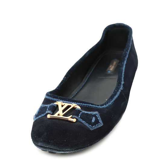 Louis Vuitton Navy Blue Suede Oxford Ballerina Flats 41