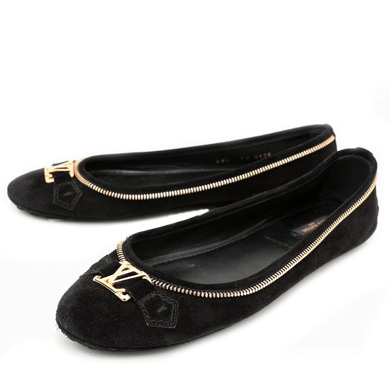 Louis Vuitton LV Monogram Leather Oxfords - Black Flats, Shoes