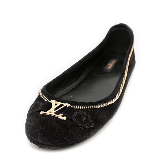 Louis Vuitton Perforated Suede Oxford Ballet Flats