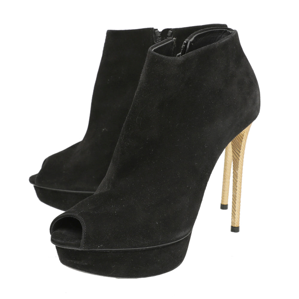 Louis Vuitton Bicolor Suede Peep Toe Platform Boot 36.5-Louis Vuitton-THE CLOSET