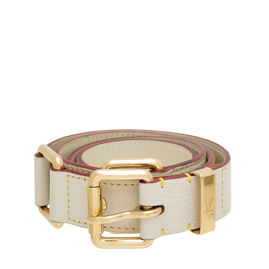 Louis Vuitton Suhali Cream Leather Studded Belt