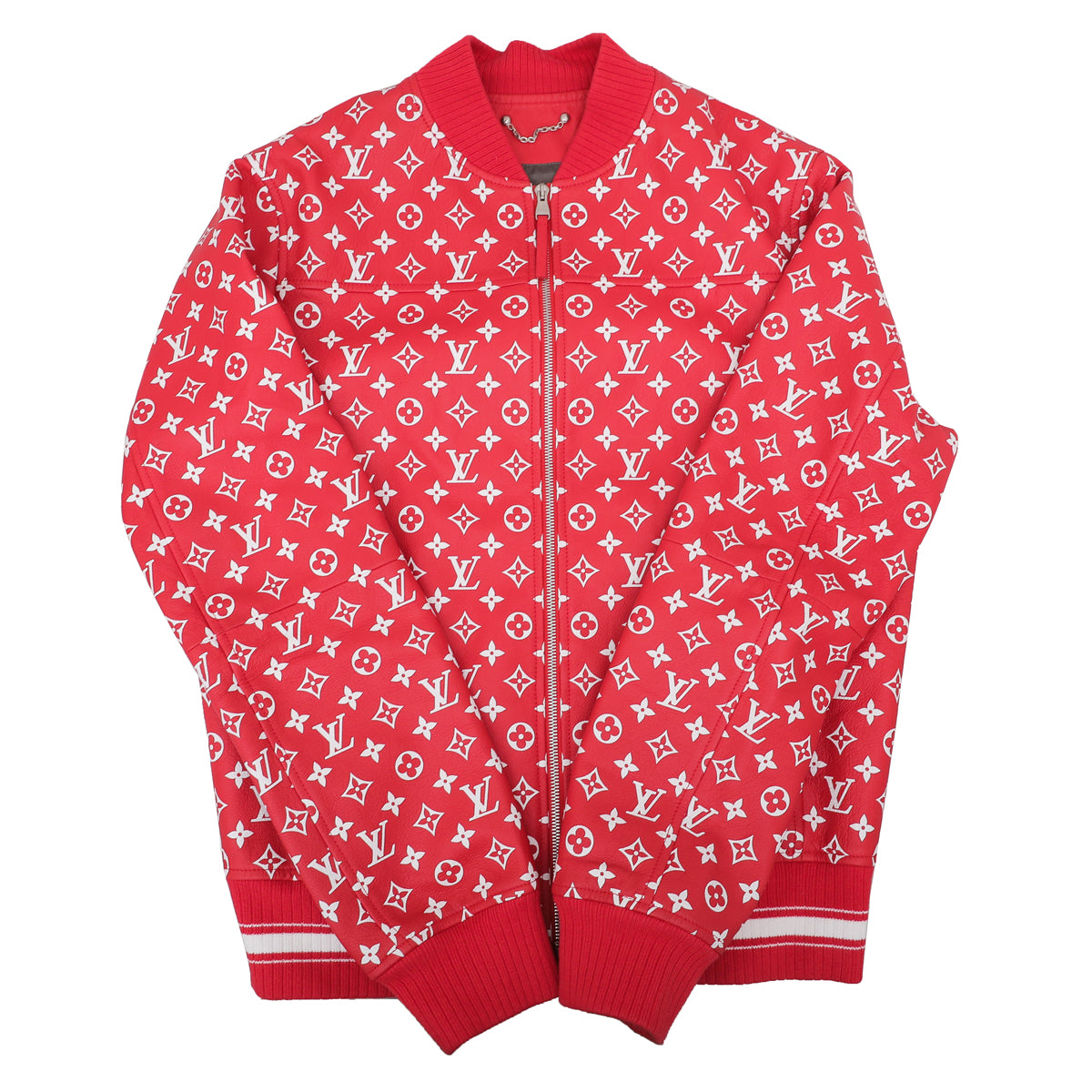 Louis Vuitton Red Monogram Supreme Baseball Jacket-Louis Vuitton-THE CLOSET
