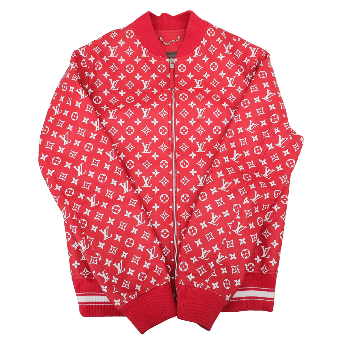 Louis Vuitton Red Monogram Supreme Baseball Jacket – The Closet