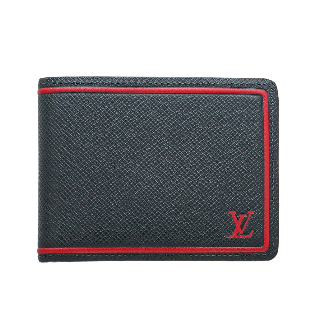 Louis Vuitton Blue Marine Taiga Multiple Wallet W- J.S Initials